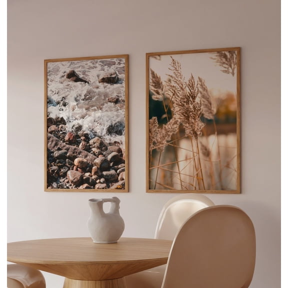 Luvia Neutral Pampas Prints Set Of 2, Coastal Pampas Beach Dried Grass Photo, Sea Grass Posters, Boho, Modern Wall Decor Set 2 Prints 20x30 UNFRAMED