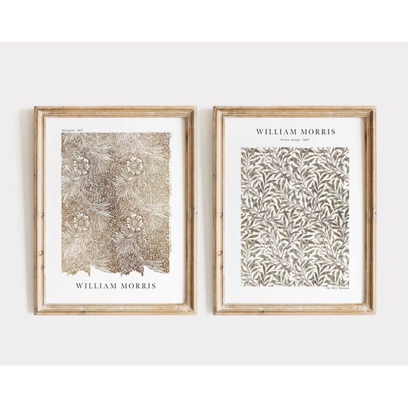 Luvia Neutral Tones Exhibition Posters, Set Of 2 Prints, Brown Tones, Botanical, Museum Posters, Modern Wall Decor Set 2 Prints 12x18 UNFRAMED