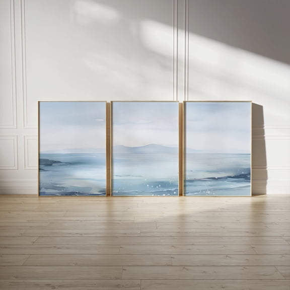 Luvia Ocean Set Of 3 Gallery Wall Coastal Water Color Seascape Softness Art Seaside, Modern Wall Decor Set 3 Prints 12x18 UNFRAMED
