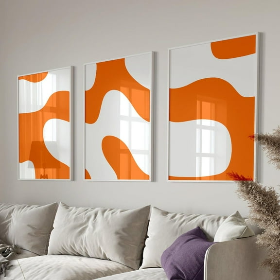 Luvia Orange Gallery Wall Set, 3 Piece, Abstract Poster Set, Abstract Print, Modern Abstract Poster, Orange Abstract, Modern Wall Decor Set 3 Prints 20x30 UNFRAMED