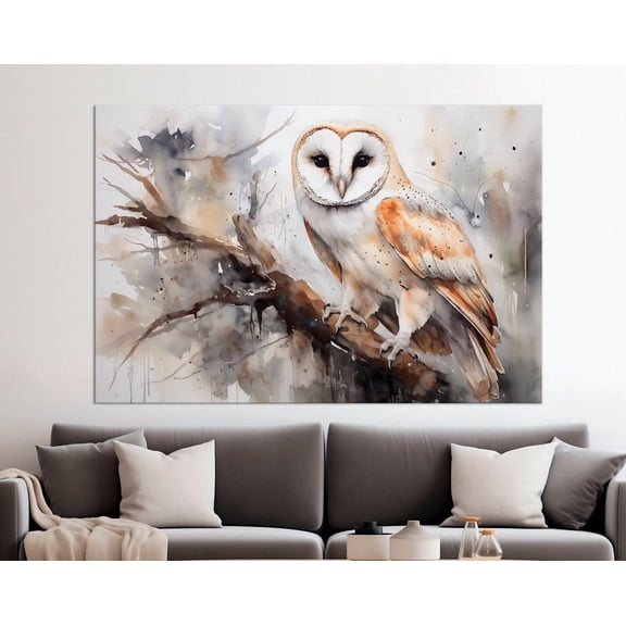 Luvia Owl Canvas Print Snowy Owlâ&nbsp;Print Wild Bird Barn Owl Decor White Owl Winter Forest Owl Print Art Canvas, 12x16 UNFRAMED