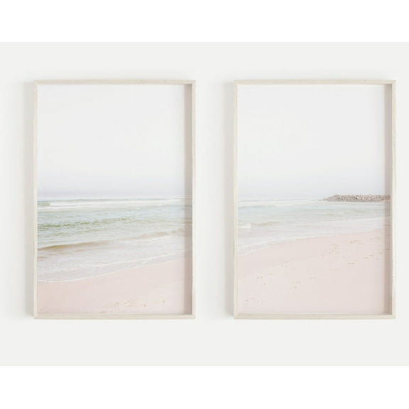 Luvia Pastel Ocean Set Of 2 Prints Coastal Decor Boho Decor Beach Set Muted Art Above Bed Art Poster Print, Modern Wall Decor Set 2 Prints 20x30 UNFRAMED