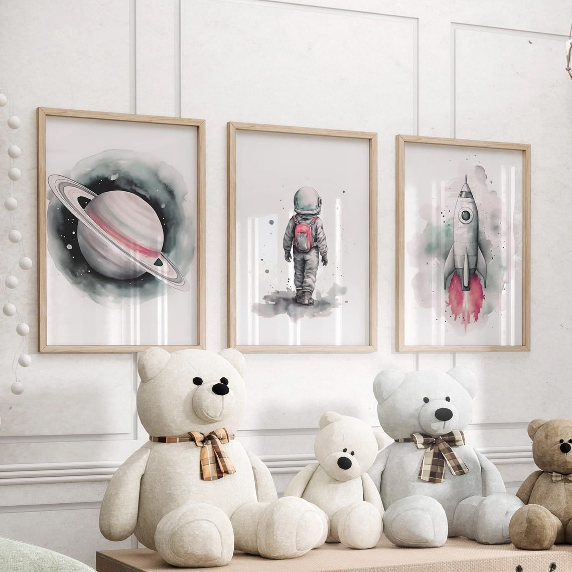 Luvia Pink Nursery Decor Space Girl Nursery Wall Art Space, Astronaut ...