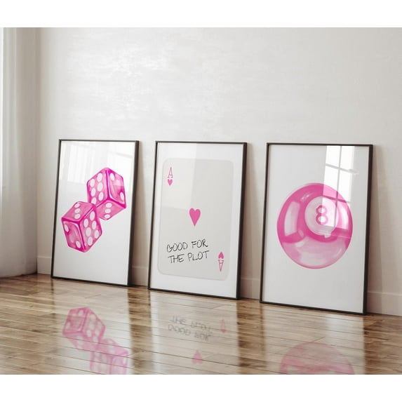 Luvia Pink Trendy Gallery Wall Set Art Prints Wall Set Of 3 Y2K Art Apartment Decor Dorm Girly Prints Set Preppy Dorm, Modern Wall Decor Set 3 Prints 20x30 UNFRAMED