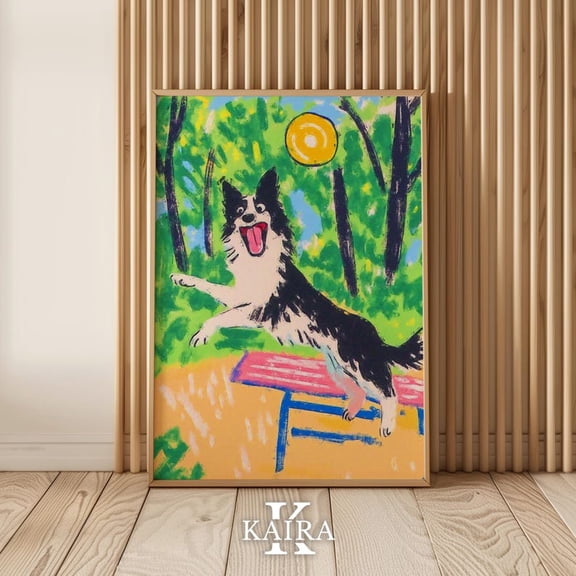 Luvia Playful Border Collie Poster, Colorful Pet Wall Art for Animal Lovers, 16x24 UNFRAMED