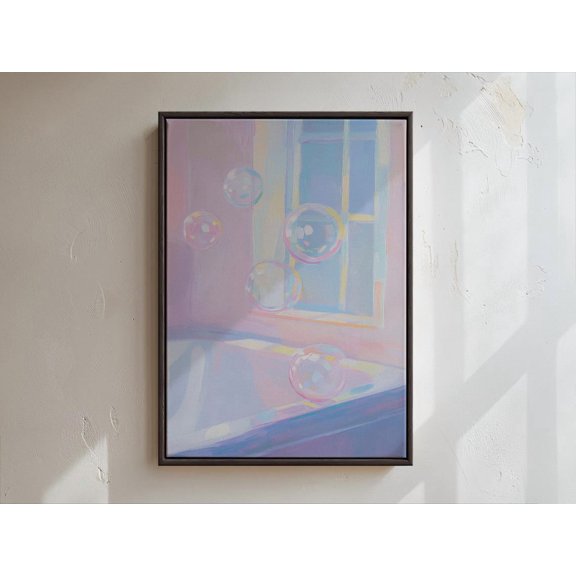 Luvia Relaxing Bathtub Poster Wall Art Whimsical Bubble Bath Pastel Artwork for Bathroom Home Decor, 8x12 UNFRAMED