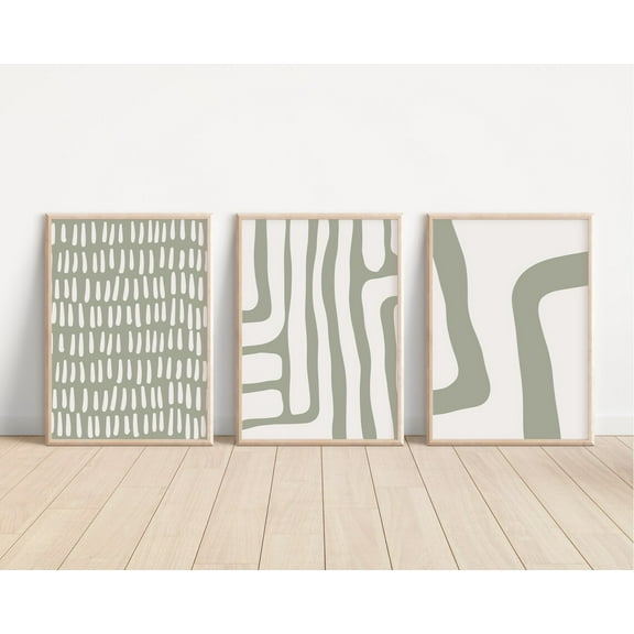 Luvia Sage Green Gallery Wall Set / Set Of 3 Sage Green Prints, Modern Art Prints, Sage Prints, Boho Prints Art, Modern Wall Decor Set 3 Prints 8x12 UNFRAMED