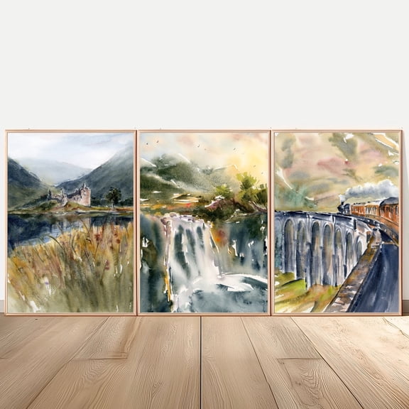 Luvia Scottish Landscape Isle Of Skye Fine Art Scotland Travel Set Of 3 Prints, Modern Wall Decor Set 3 Prints 12x18 UNFRAMED
