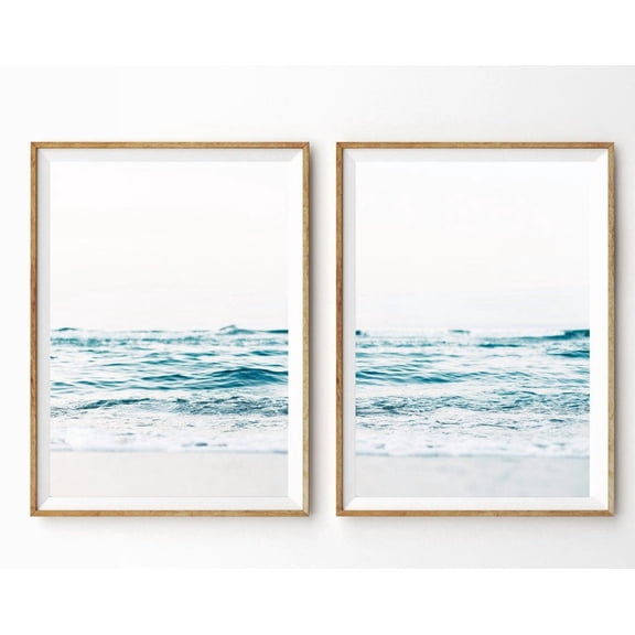 Luvia Set Of 2 Beach Prints Coastal Prints Ocean Set Art Tropical Decor 2 Piece Set Ocean Waves Blue Summer Art, Modern Wall Decor Set 2 Prints 16x24 UNFRAMED