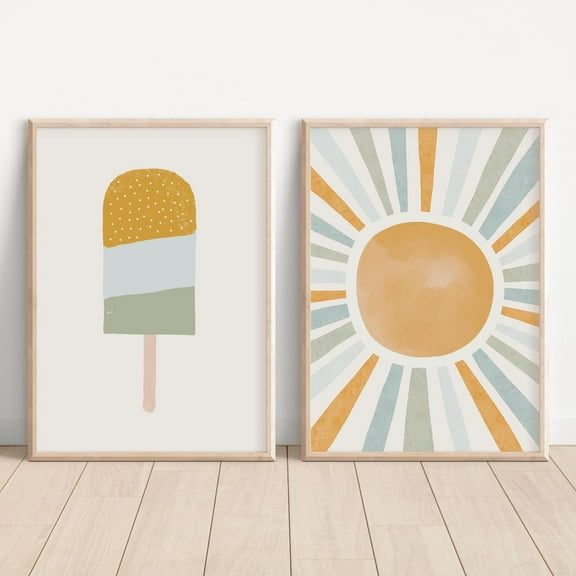 Luvia Set Of 2 Nursery Print, Boys Nursery Room, Ice Cream, Ice Cream Poster, Homeschool Decor, Rainbow Playroom, Boho Nursery, Modern Wall Decor Set 2 Prints 8x12 UNFRAMED