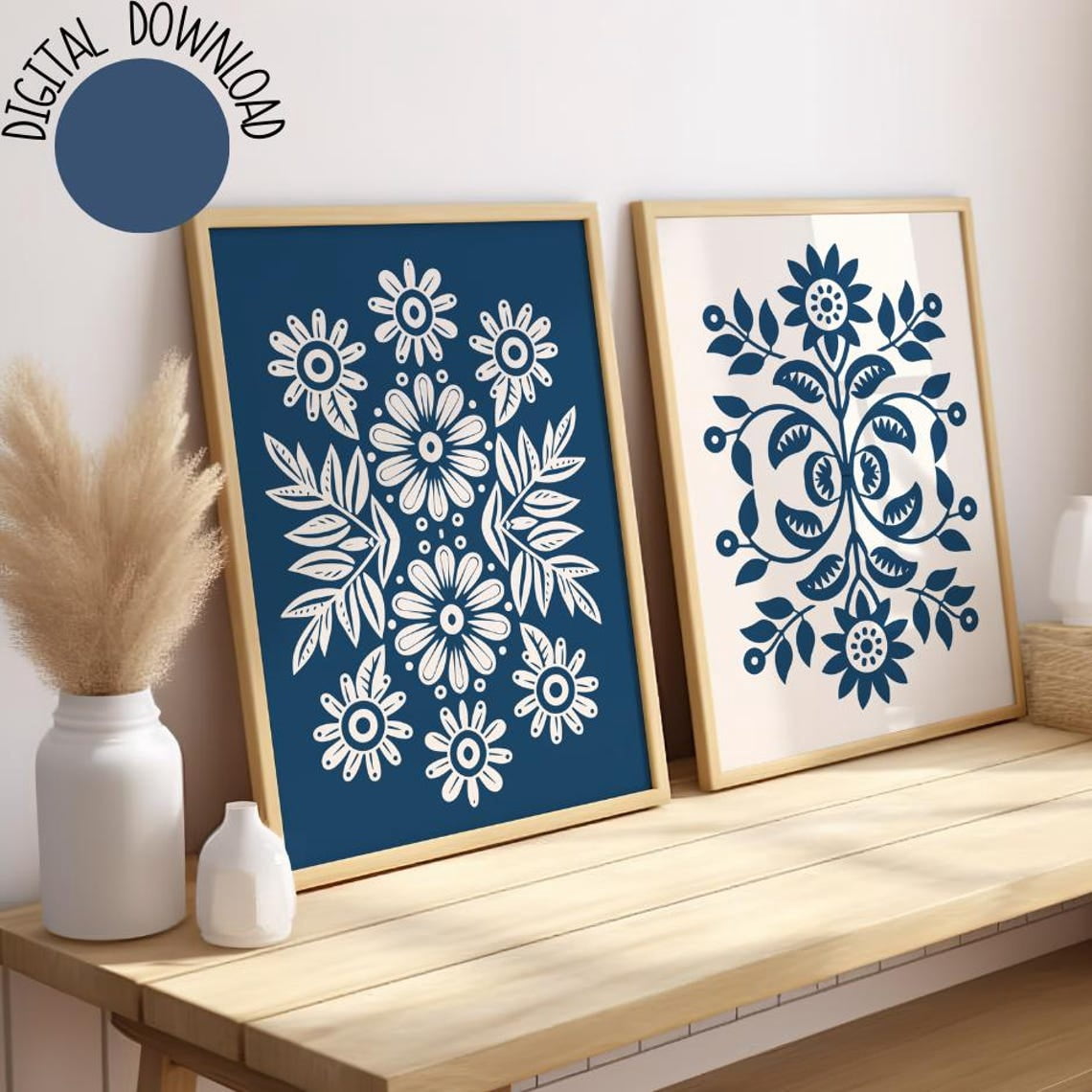 Luvia Set Of 2 Scandinavian Folk Art Floral Flower Decorative Norwegian ...
