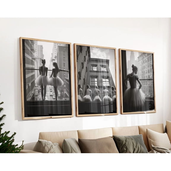 Luvia Set Of 3 Ballerina Dancers Print, Black White Daughter, Girly Postern Girl Room Decor, City View Print, Modern Wall Decor Set 3 Prints 8x12 UNFRAMED