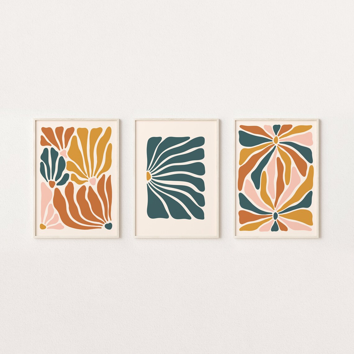 Luvia Set Of 3 Colourful Abstract Prints / Abstract Flower Print ...