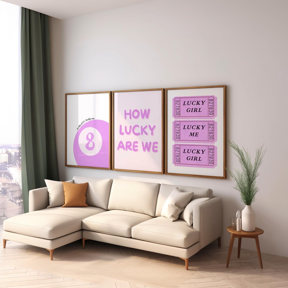 Luvia Set Of 3 How Lucky Are We Pink Trendy Prints | Retro Ticket ...