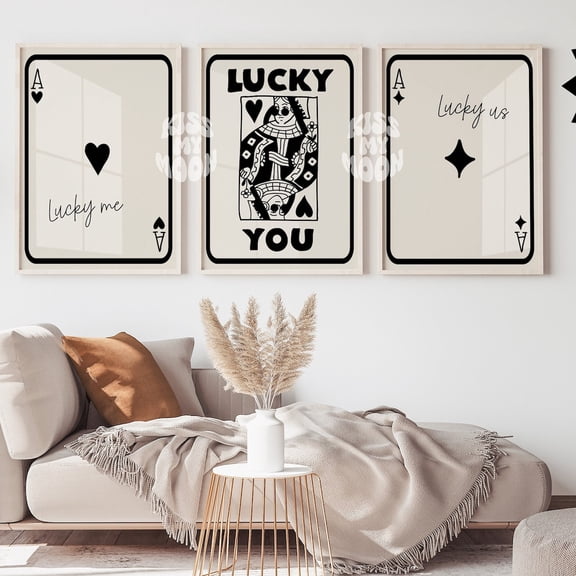 Luvia Set Of 3. Lucky You, Lucky Me, Lucky Usables, Eclectic, Trendy, Preppy Retro Poster, Dorm Room, Wall Collage, Modern Wall Decor Set 3 Prints 8x12 UNFRAMED