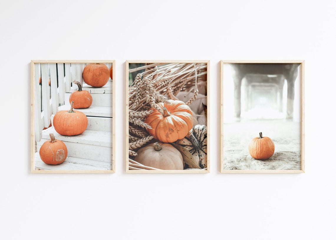 Luvia Set of 3 Pumpkin Poster, Fall Prints Set of 3, Autumn Nature Art ...