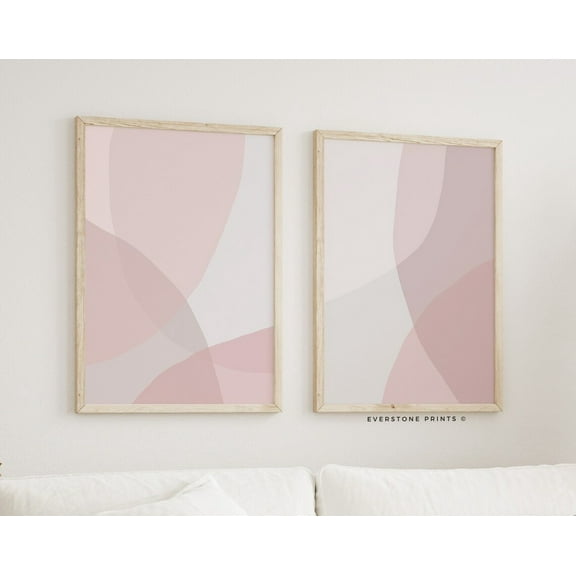 Luvia Set Of 2 Pink Abstract Pink Art, Modern, Girls Room, Nursery, Bedroom Decor , Modern Wall Decor Set 2 Prints 8x12 UNFRAMED