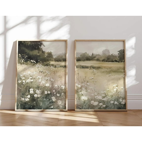 Luvia Set Of 2 Quiet Luxury Wildflower Prints - Botanical For Modern, Japandi & Scandinavian Decor - , Modern Wall Decor Set 2 Prints 8x12 UNFRAMED