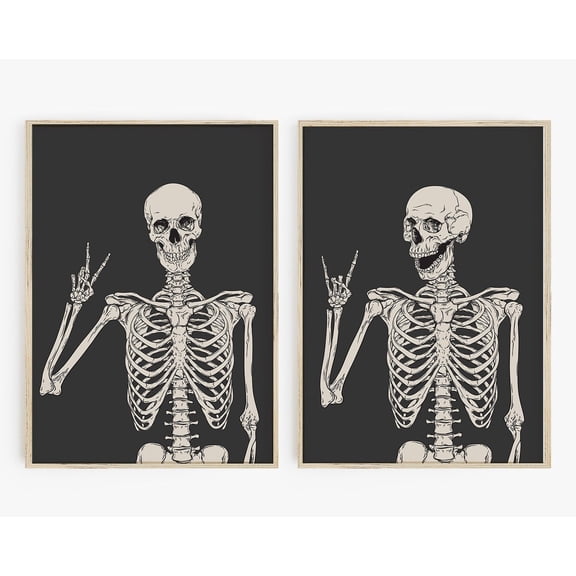 Luvia Set Of 2 Skeletons Poster Art, Modern Wall Decor Set 2 Prints 12x18 UNFRAMED