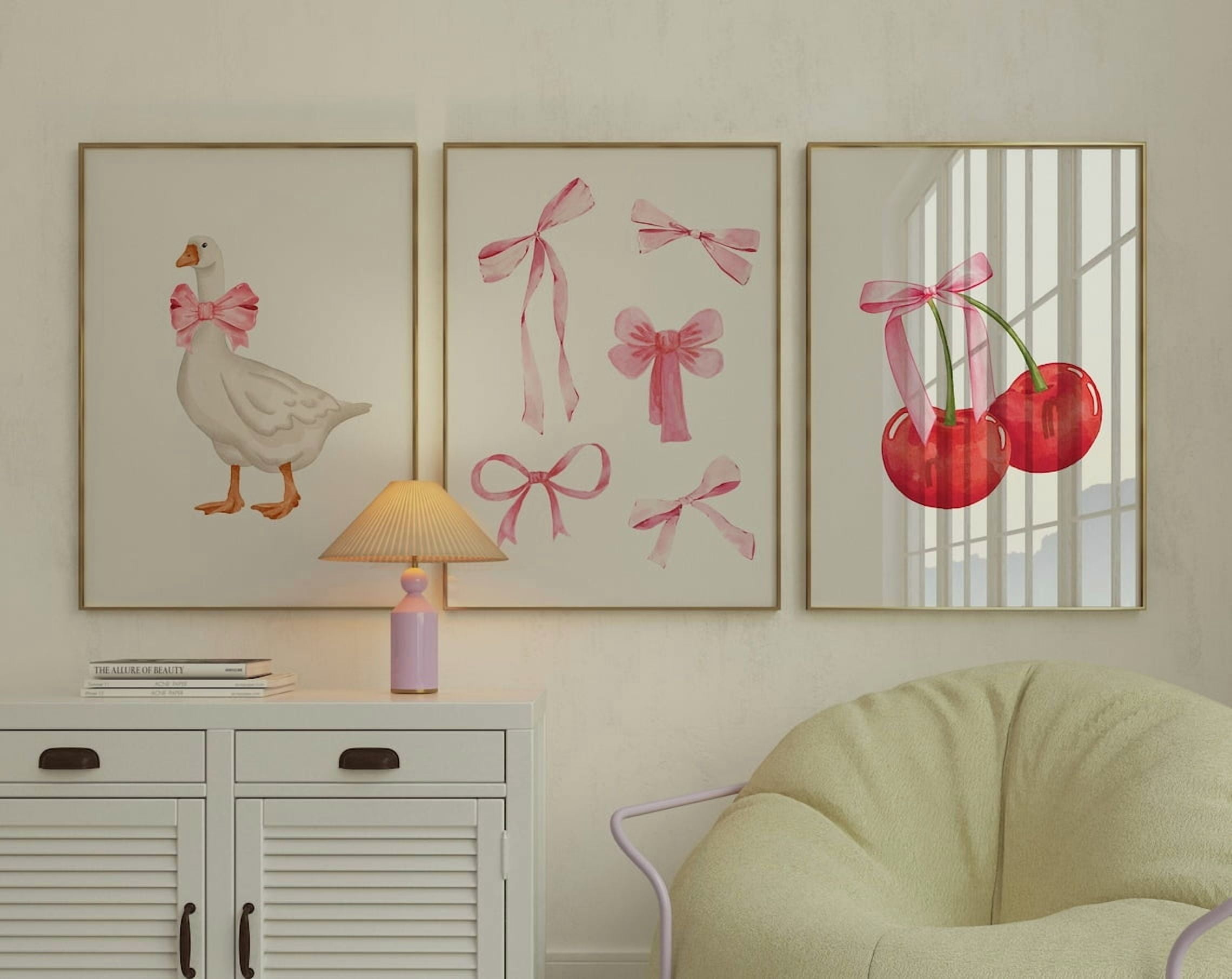Luvia Set Of 3 Coquette Pink Bows Collage Coquette Room Decor ...