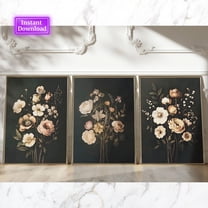 Luvia Set Of 3 Dark Botanical Prints Vintage Moody Cottagecore Florals Gallery Vintage- Decoration, Modern Wall Decor Set 3 Prints 8x12 UNFRAMED