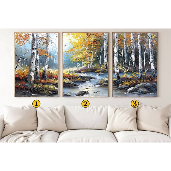 Luvia Set Of 3 Pieces Stream In Forest Print, Forest, Forest Wall Art Room Decor, Modern Wall Decor Set 3 Prints 20x30 UNFRAMED