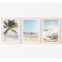 Luvia Summer Beach Set Of 3 Neutral Beach Picture Tropical Palm Tree Posters, Boho, Modern Wall Decor Set 3 Prints 8x12 UNFRAMED