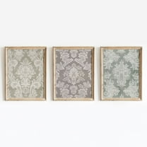 Luvia Textiles Set Of 3 | Vintage Antique Fabric Segments | Silk Damask Pattern Tapestry | 624, Modern Wall Decor Set 3 Prints 8x12 UNFRAMED