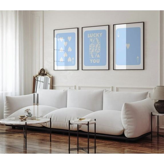 Luvia Trendy Gallery Wall Set Of 3 Blue Trendy Poster Preppy College Dorm Decor Blue, Modern Wall Decor Set 3 Prints 12x18 UNFRAMED