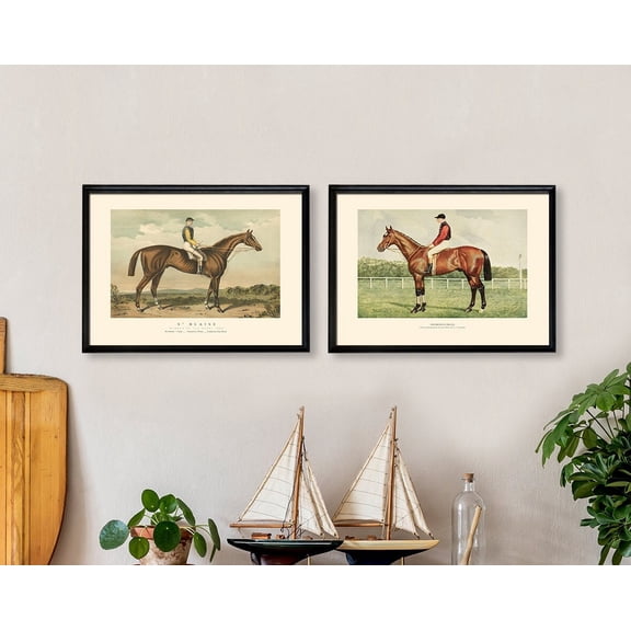 Luvia Vintage Horse Racing Art: Set Of 2 Classic 1800S Horse Racing Portrait Posters To Enhance Your Home, Office And Study Wall Unique Focal Art, Modern Wall Decor Set 2 Prints 8x12 UNFRAMED