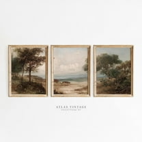 Luvia Vintage Landscape Gallery Wall Set Of 3 Prints, Coastal Tree Triptych, Rustic Countryside Cottagecore Decor, Modern Wall Decor Set 3 Prints 8x12 UNFRAMED