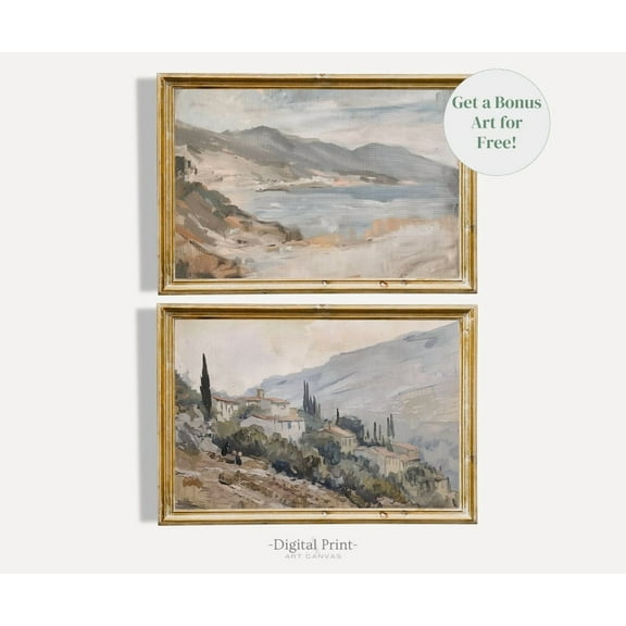 Luvia Vintage Landscape Set Of Two I Neutral Landscape I Mediterranean Countryside I Set Of 2 Art, Modern Wall Decor Set 2 Prints 16x24 UNFRAMED