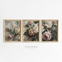Luvia Vintage Rose Flower Gallery Set Of 3 Prints, Victorian Floral Poster Triptych, Shabby Chic Botanical Decor, Modern Wall Decor Set 3 Prints 8x12 UNFRAMED