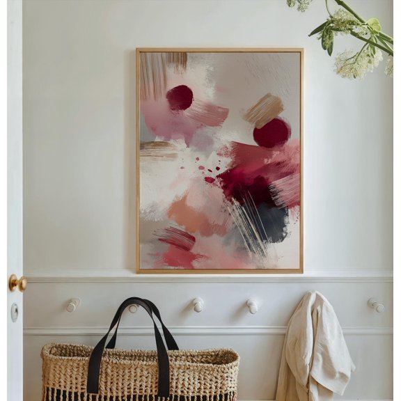 Luvia Warm Earth Tone Abstract Poster Red and Beige Neutral Modern Minimal Artwork for Contemporary Decor, 8x12 UNFRAMED