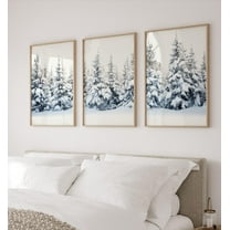 Luvia Winter Landscape Prints Set Of 3, Snowy Forest Nature Photography, Wonderland 3 Piece, , Modern Wall Decor Set 3 Prints 8x12 UNFRAMED