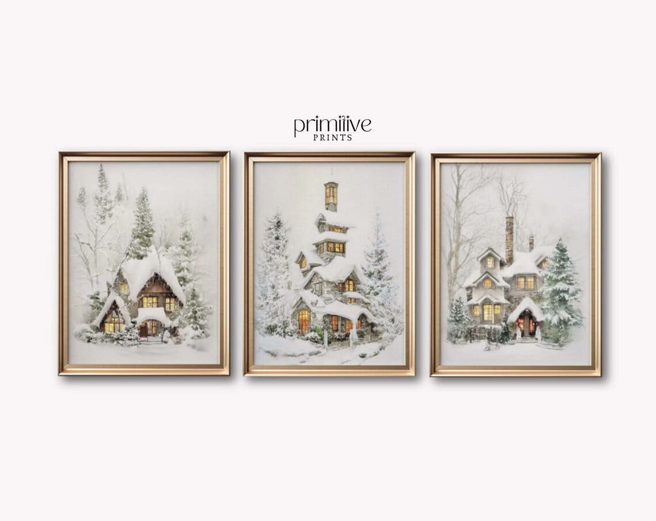 Luvia Winter Prints | Set Of 3 | White Winter Scene | Holiday | Gallery ...