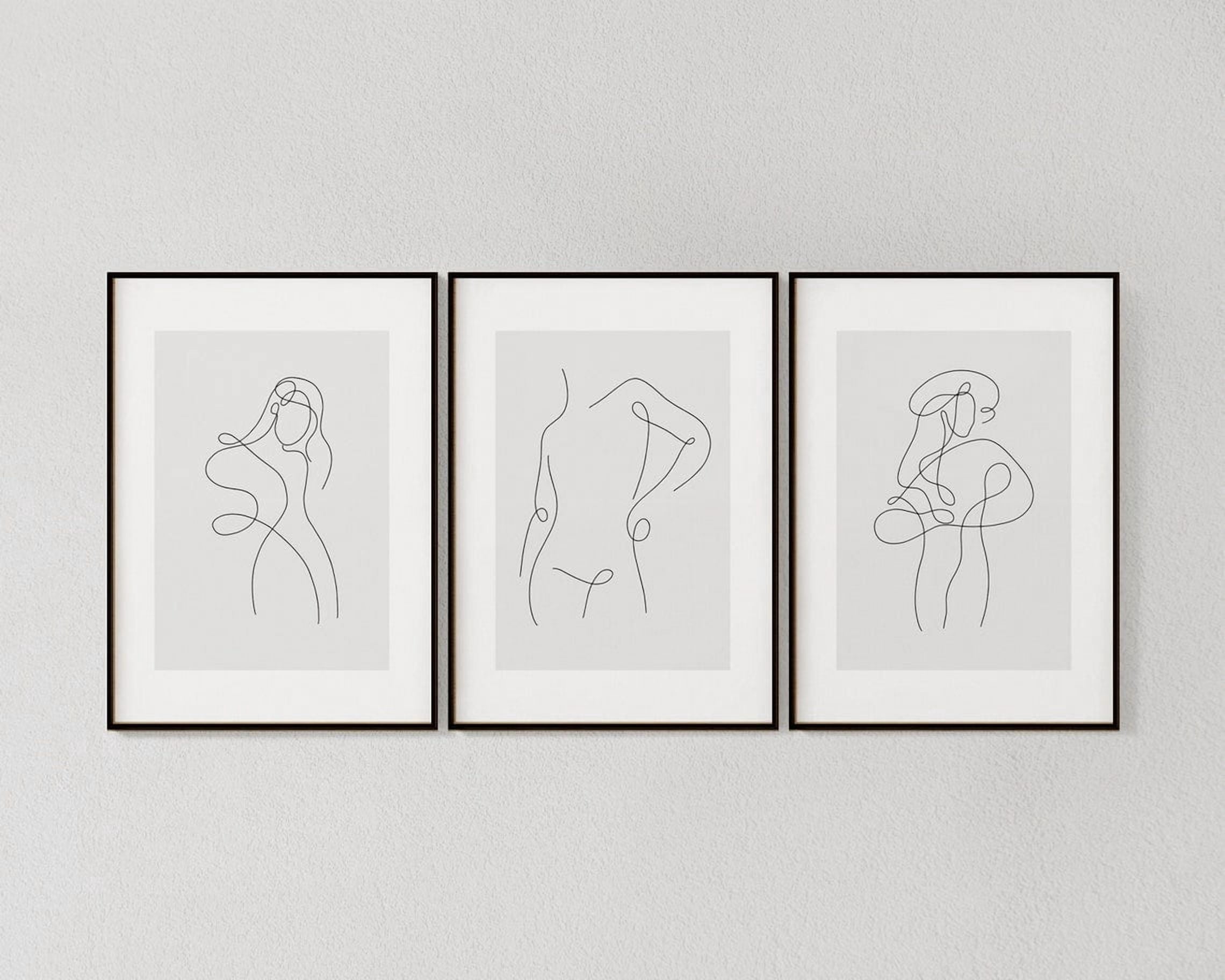 Luvia Woman Line Art Print, Female Figure Line Art Set, Set Of 3, Woman ...