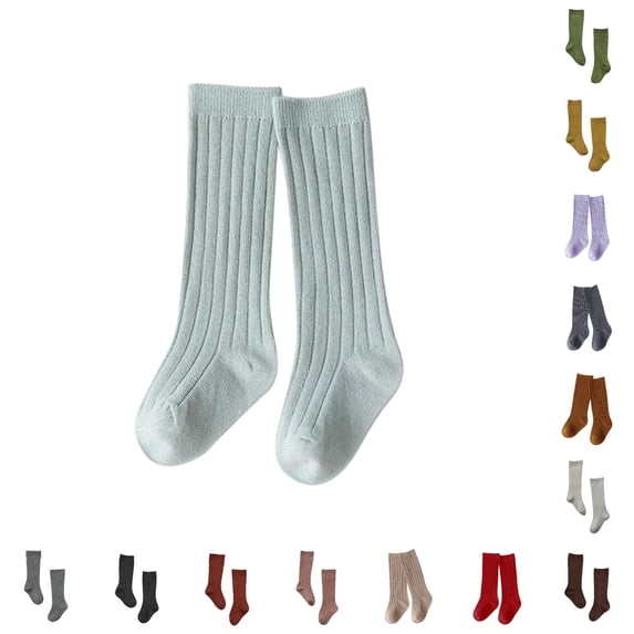 Luvior Baby Toddlers Kids Knee High Socks Cozy Warm Cotton Uniform Sports Socks Cable Knit Solid Tube Socks Dress Stocking