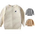 thumbnail image 1 of Luvior Boys' Girls' Cable Knit Sweater Long Sleeve Solid Pullover Toddler Crew Neck Fall, 1 of 4