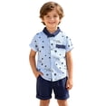 thumbnail image 1 of Luvior Boys’Star Theme Print Casual Outfit Set - Short Sleeve Top and Shorts 2 Piece Set for Outdoor Play, Holiday Wear for Toddlers Ages 1-4, 1 of 9