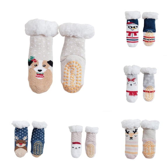 Luvior Cute, Fuzzy Socks for Kid and Toddler: Fluffy, Warm, Cozy, Novelty Slipper Socks with Funny Animal Designs—Plush Sleeping Socks