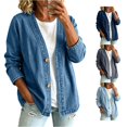 thumbnail image 1 of Luvior Denim Cardigan for Women Lightweight Jean Jacket V Neck Classic Button Front Breathable Stretch Relaxed Fit Casual, 1 of 2