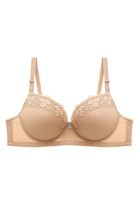 Full Coverage Underwire Bra Plus Size Breathable Comfort Beige 42
