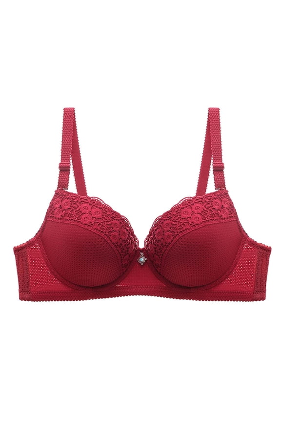 Full Coverage Underwire Bra Plus Size Breathable Comfort Red 42