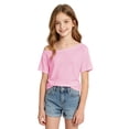 thumbnail image 1 of Luvior Girls Off Shoulder T-Shirt, One Shoulder Relaxed Fit, School Ready, Pink, Size 12-13 Years, 1 of 5