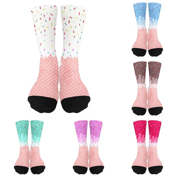 Luvior Ice Cream Socks For Youth Teen Funny Sports Baseball Ice Cream Drip Baseball Sock Boys Kids Girls Athletic Crew Sock