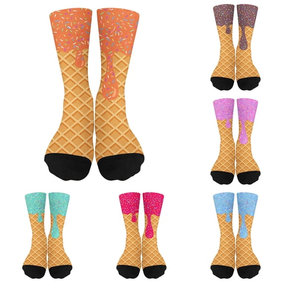 Luvior Ice Cream Socks For Youth Teen Funny Sports Baseball Ice Cream Drip Baseball Sock Boys Kids Girls Athletic Crew Sock