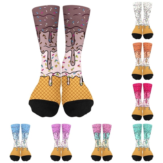 Luvior Ice Cream Socks For Youth Teen Funny Sports Baseball Ice Cream Drip Baseball Sock Boys Kids Girls Athletic Crew Sock