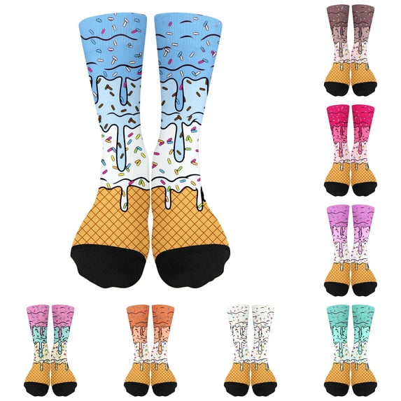 Luvior Ice Cream Socks For Youth Teen Funny Sports Baseball Ice Cream Drip Baseball Sock Boys Kids Girls Athletic Crew Sock