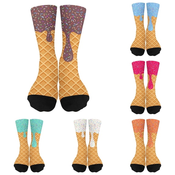 Luvior Ice Cream Socks For Youth Teen Funny Sports Baseball Ice Cream Drip Baseball Sock Boys Kids Girls Athletic Crew Sock